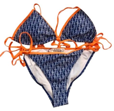 dior bikini oranje blauw|Dior bathing suits.